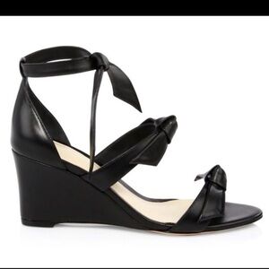 Alexandre Birman / black Lolita Giana anabela leather bow embellished wedge 36.5